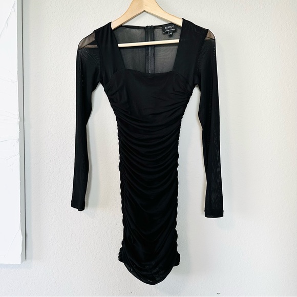 Bardot TASHA Long Sleeve Black MESH DRESS - Picture 4 of 10